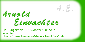 arnold einvachter business card